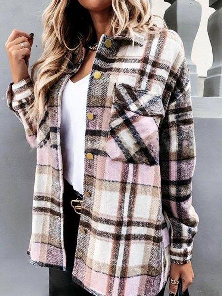 Plaid Long Sleeves Casual Coat HFLWWYLPL8 - Bona Fide Fashion