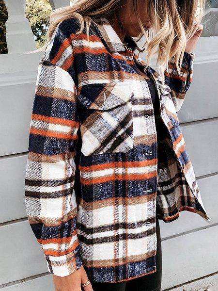 Plaid Long Sleeves Casual Coat HFLWWYLPL8 - Bona Fide Fashion