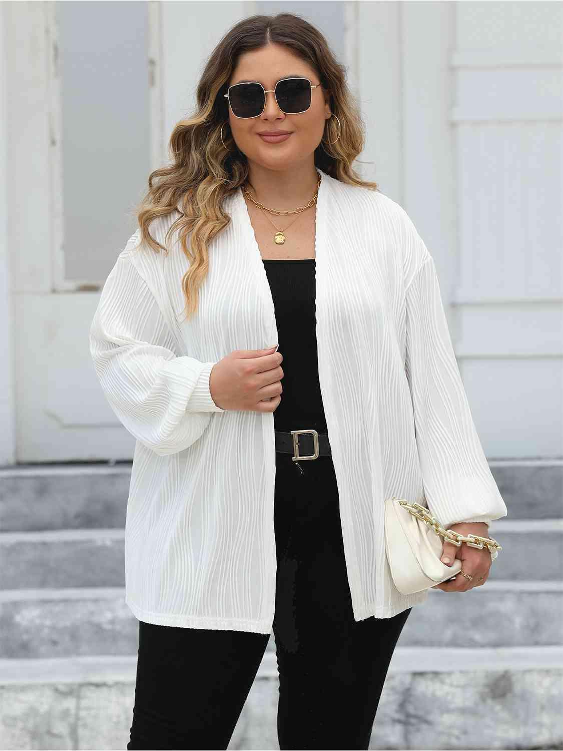 Plus Size Open Front Long Sleeve Cardigan - Bona Fide Fashion