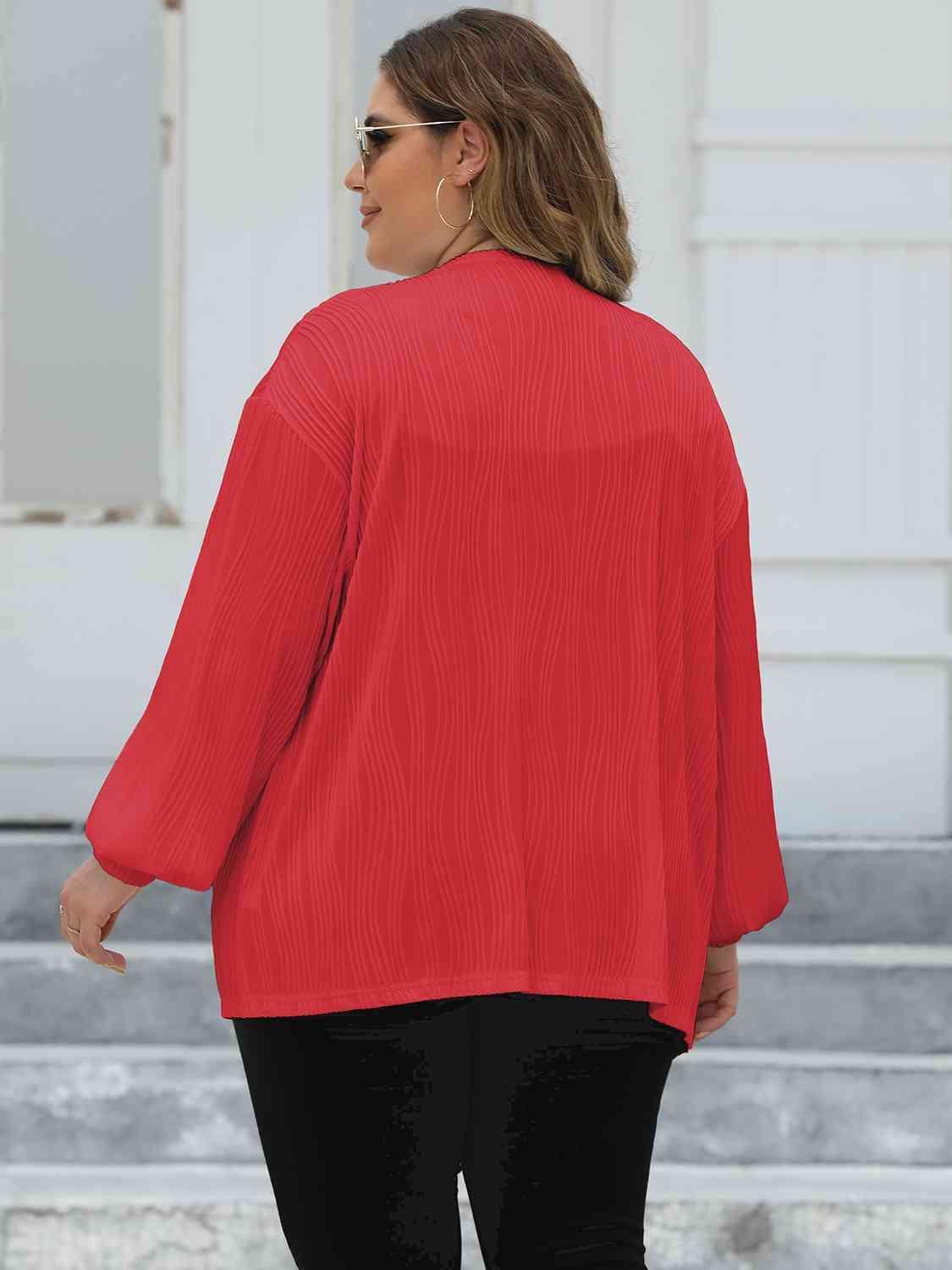 Plus Size Open Front Long Sleeve Cardigan - Bona Fide Fashion