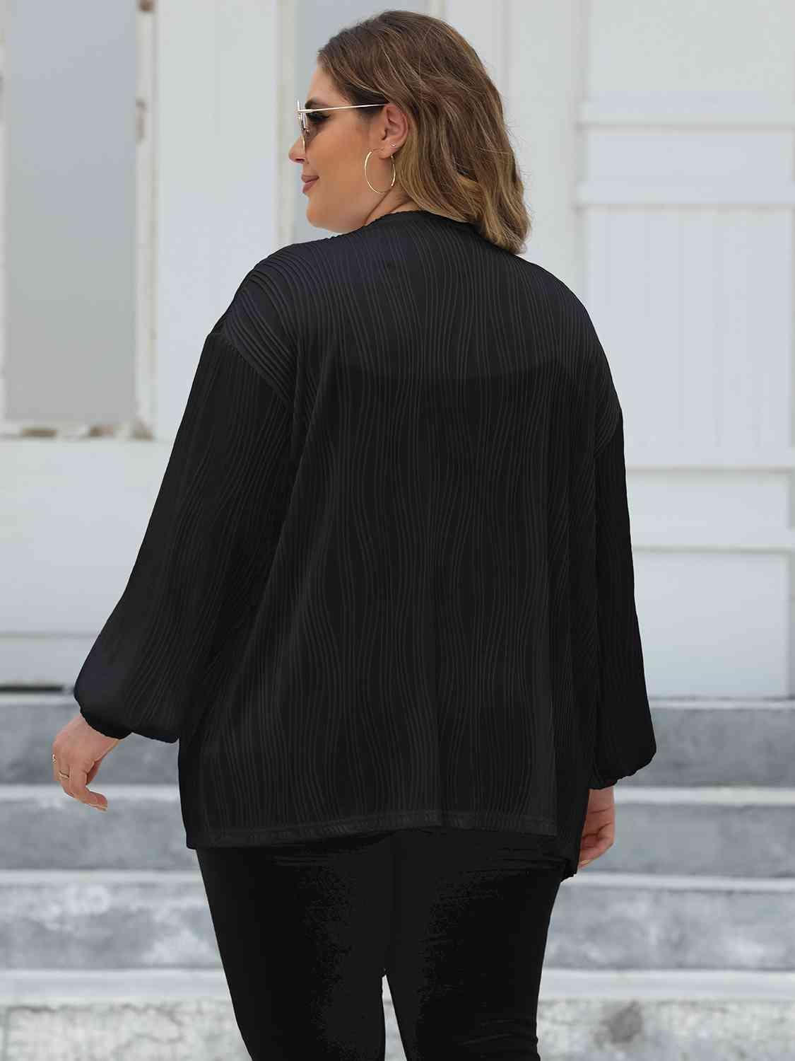 Plus Size Open Front Long Sleeve Cardigan - Bona Fide Fashion
