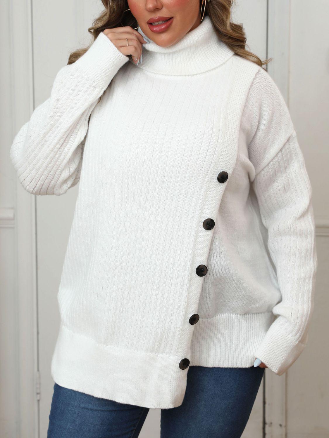 Plus Size Turtleneck Long Sleeve Sweater - Bona Fide Fashion