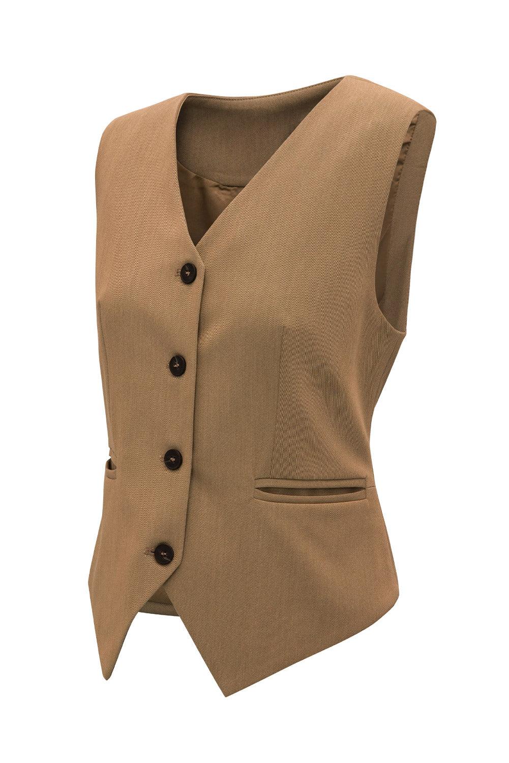 Pocketed Button Up Vest - Bona Fide Fashion