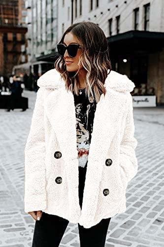 PRETTYGARDEN Women's 2023 Fashion Winter Coat Long Sleeve Lapel Zip Up Faux Shearling Shaggy Oversized Shacket Jacket (Style Two White,Large) - Bona Fide Fashion