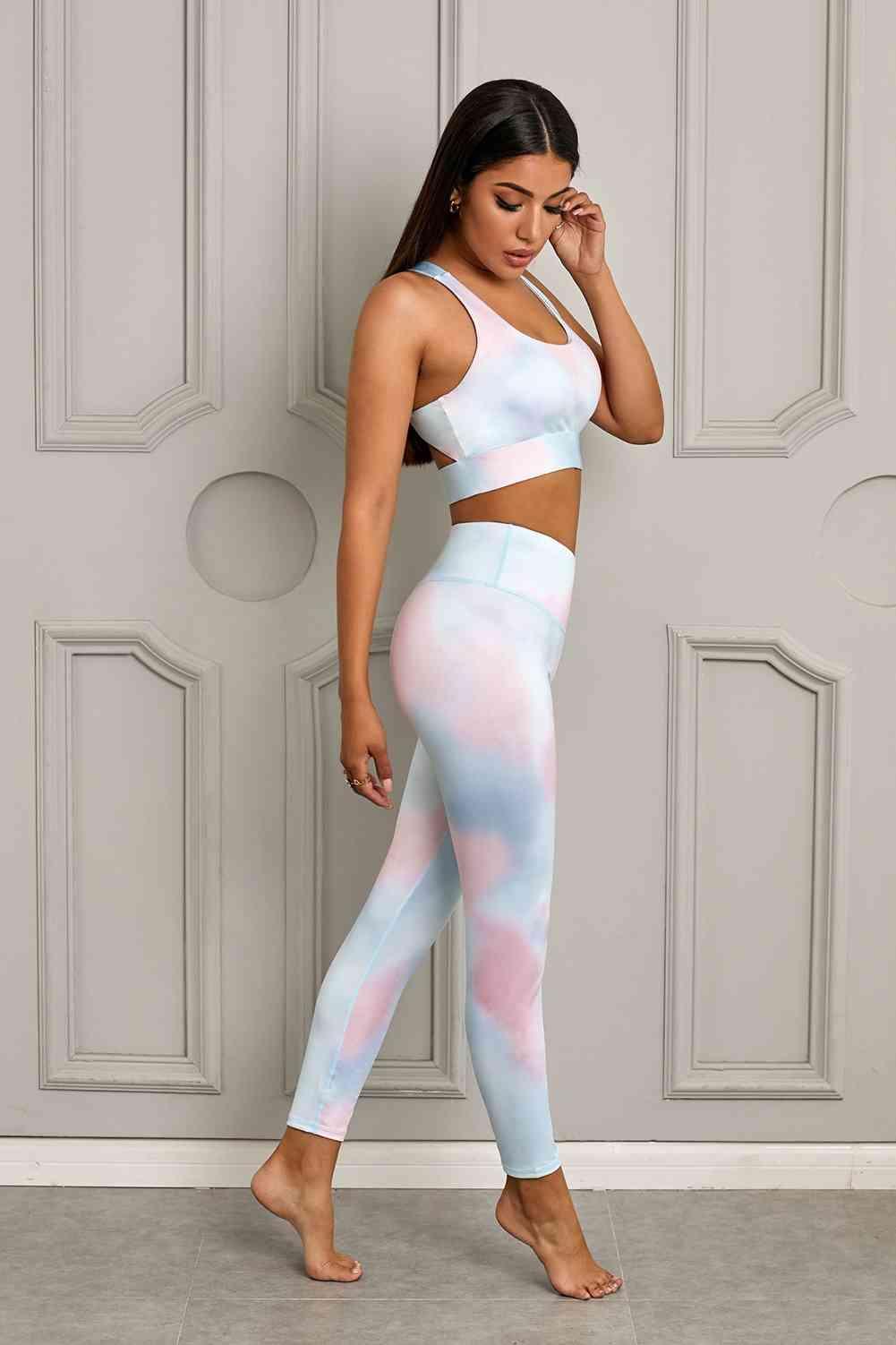 Printed Active Bra and Leggings Set - Bona Fide Fashion