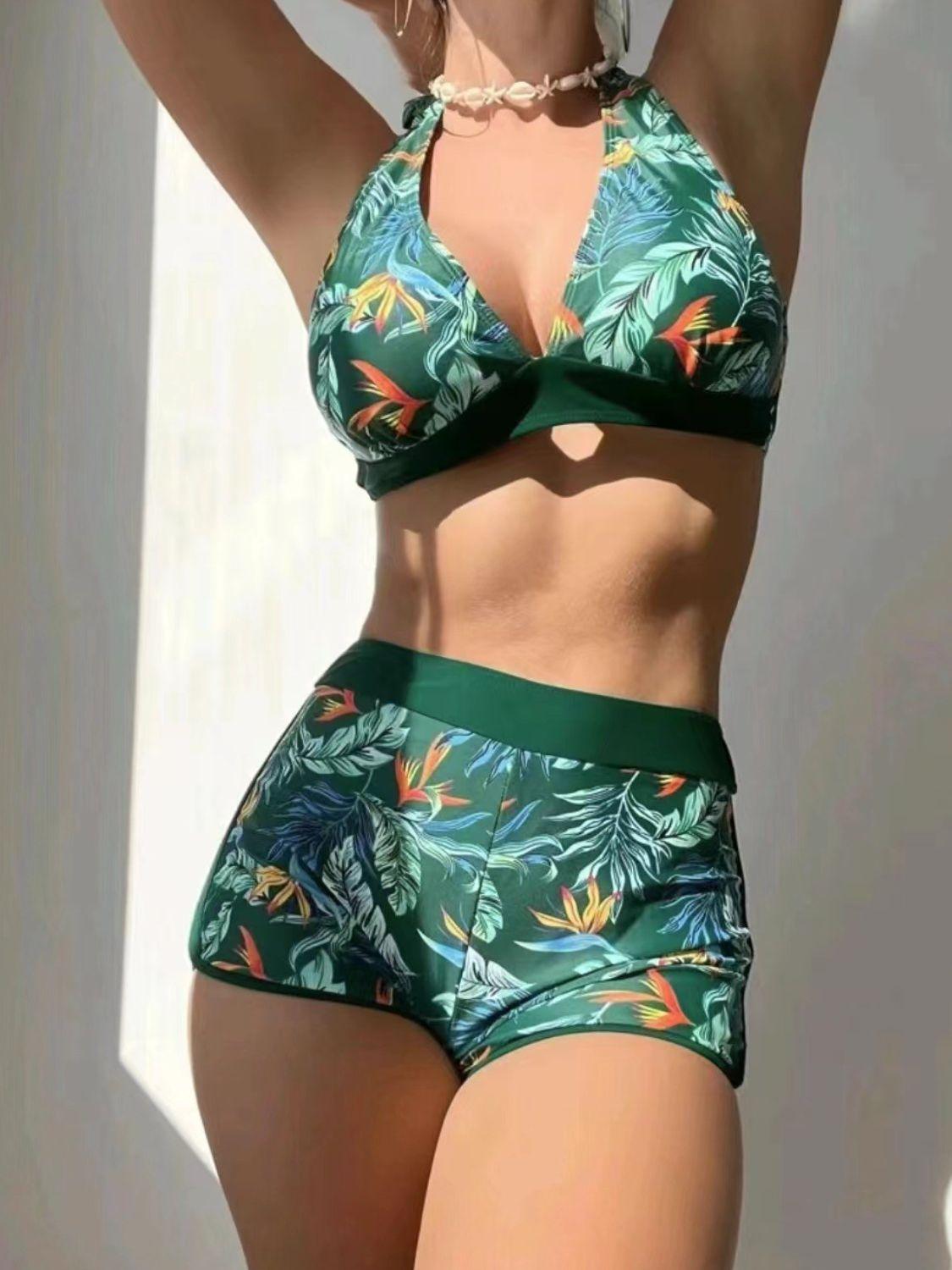 Printed Halter Neck Two-Piece Swim Set - Bona Fide Fashion