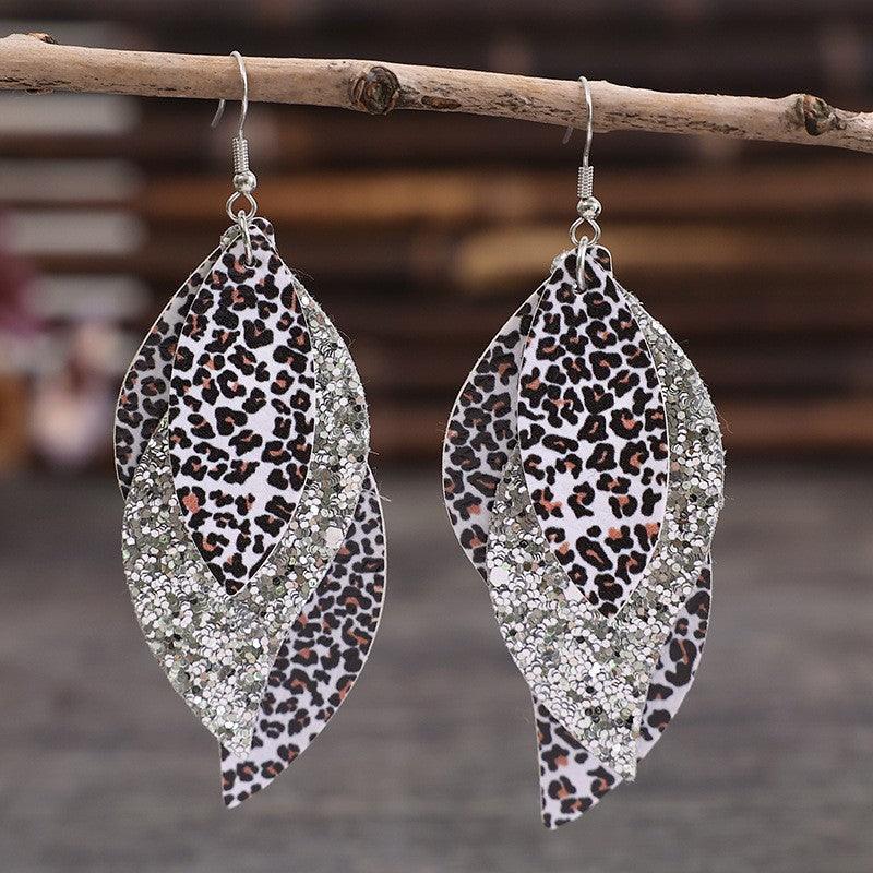 PU Leather Leopard Leaf Earrings - Bona Fide Fashion