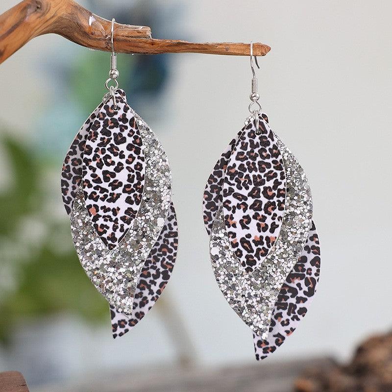 PU Leather Leopard Leaf Earrings - Bona Fide Fashion