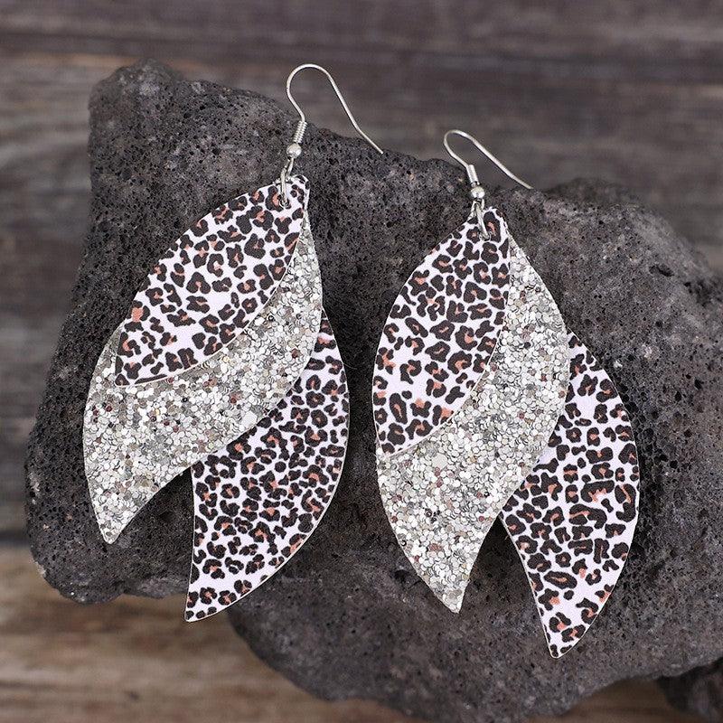 PU Leather Leopard Leaf Earrings - Bona Fide Fashion