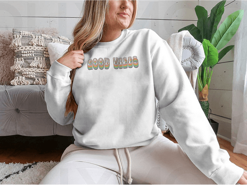 Retro Good Vibes Illustration Design for Sweatshirt - Bona Fide Fashion