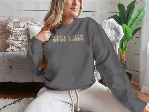 Retro Good Vibes Illustration Design for Sweatshirt - Bona Fide Fashion