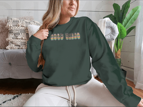 Retro Good Vibes Illustration Design for Sweatshirt - Bona Fide Fashion