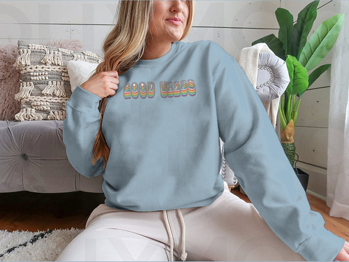 Retro Good Vibes Illustration Design for Sweatshirt