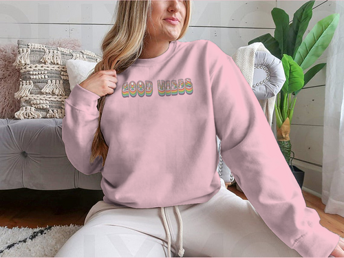 Retro Good Vibes Illustration Design for Sweatshirt