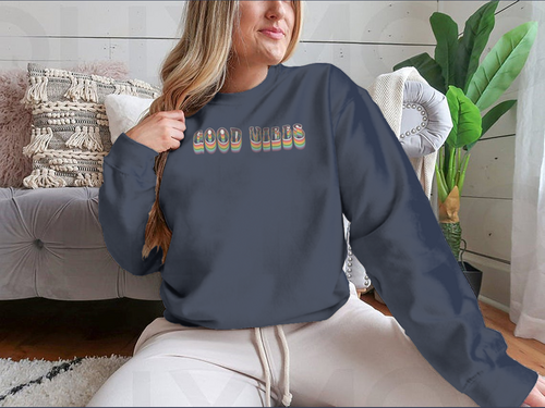 Retro Good Vibes Illustration Design for Sweatshirt