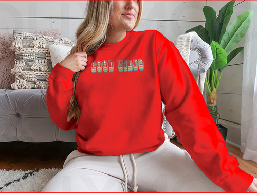 Retro Good Vibes Illustration Design for Sweatshirt