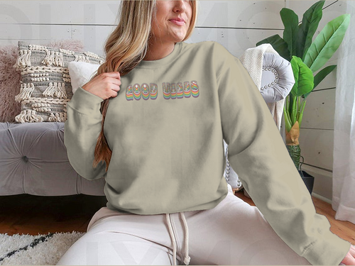 Retro Good Vibes Illustration Design for Sweatshirt