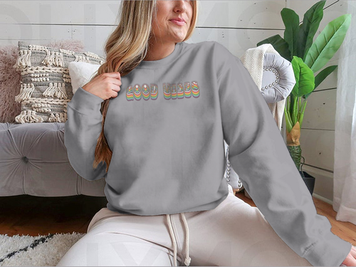 Retro Good Vibes Illustration Design for Sweatshirt