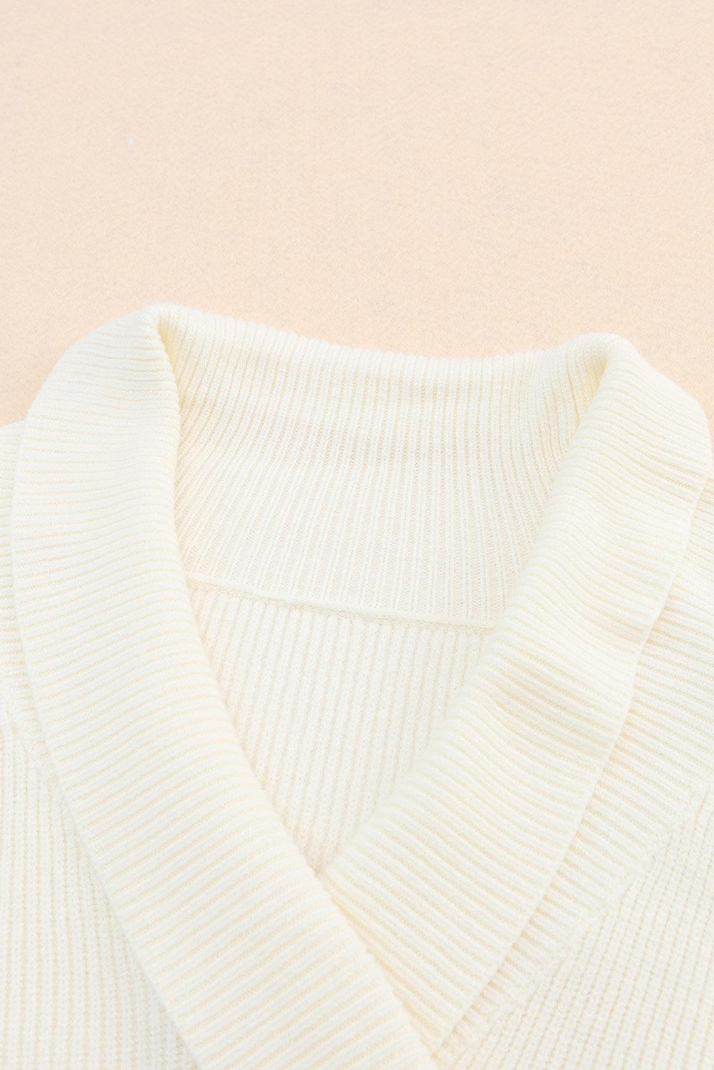 Ribbed Surplice Long Sleeve Sweater - Bona Fide Fashion