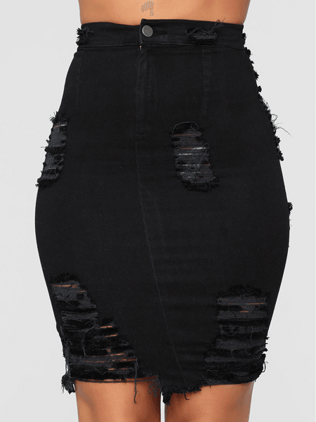 Ripped Denim Skirt H9MZ8QTDKN - Bona Fide Fashion