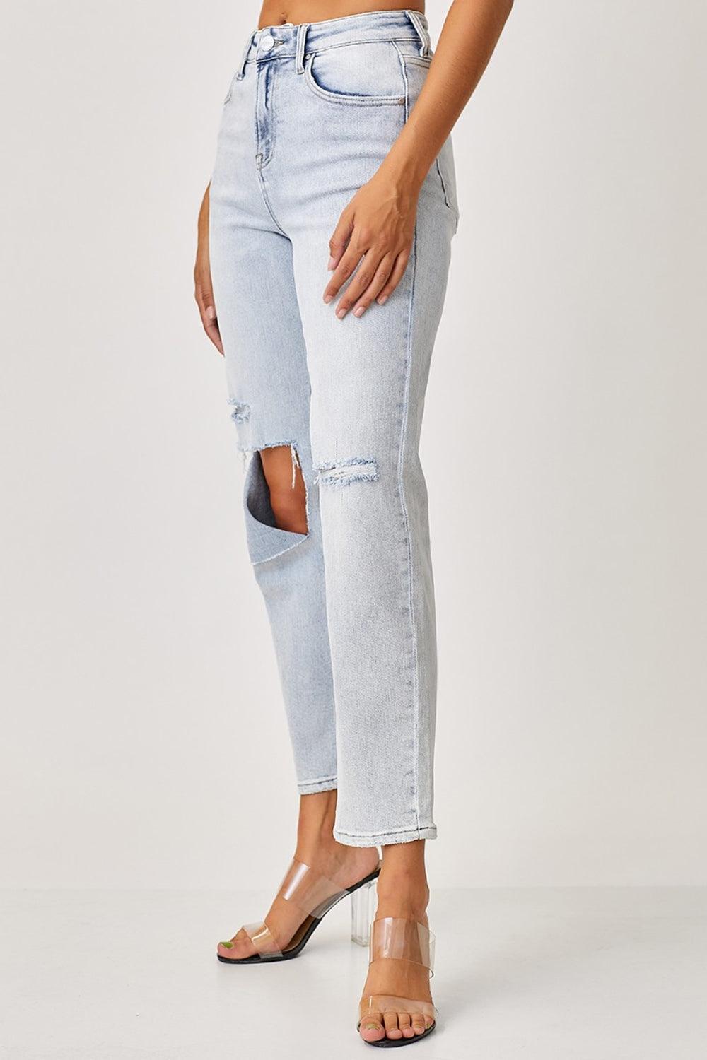 RISEN High Rise Distressed Relaxed Jeans - Bona Fide Fashion