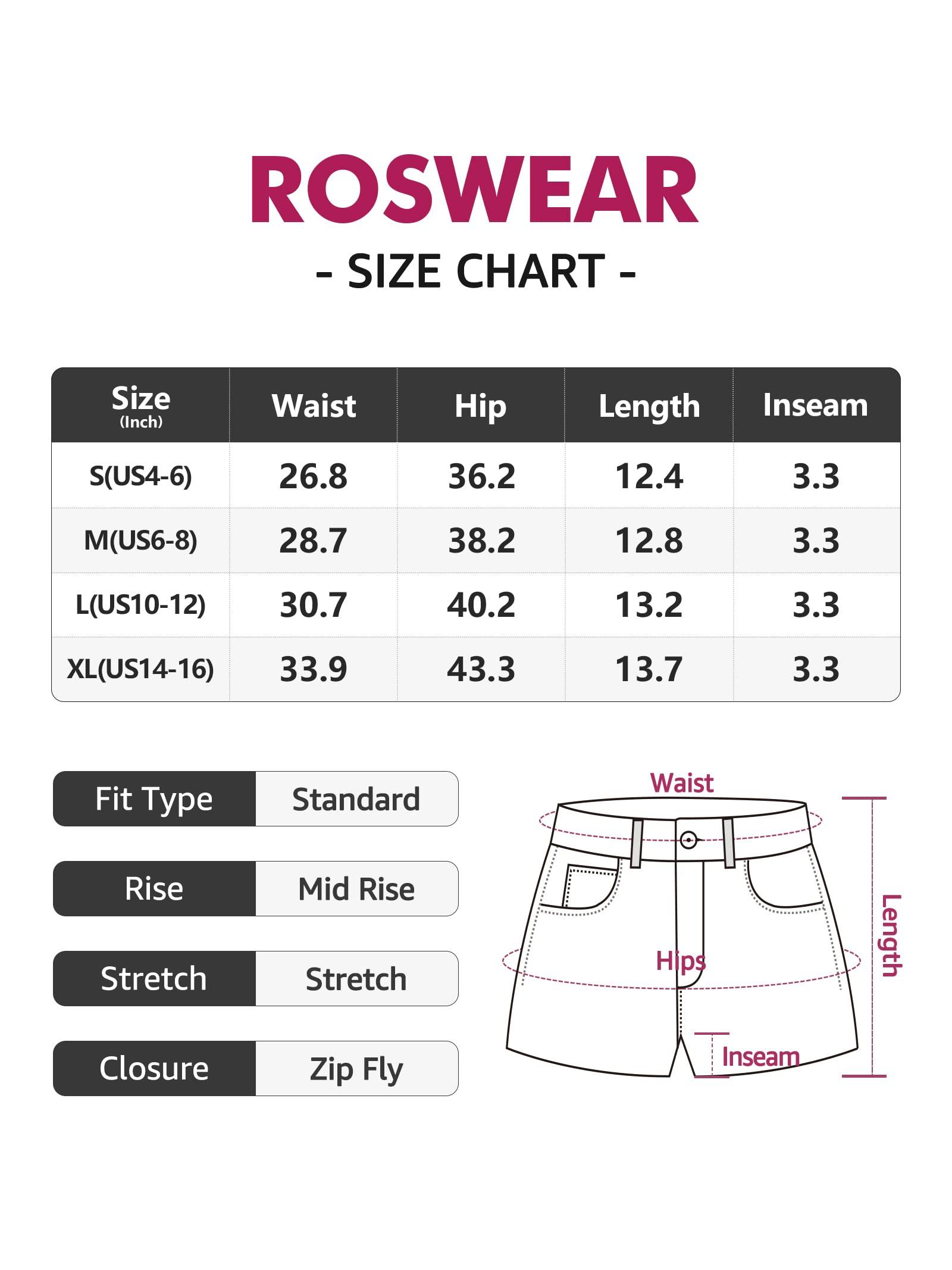 roswear Women's Ripped Mid Rise Colorful Jeans Shorts Stretch Rolled Hem Denim Shorts Red Medium - Bona Fide Fashion