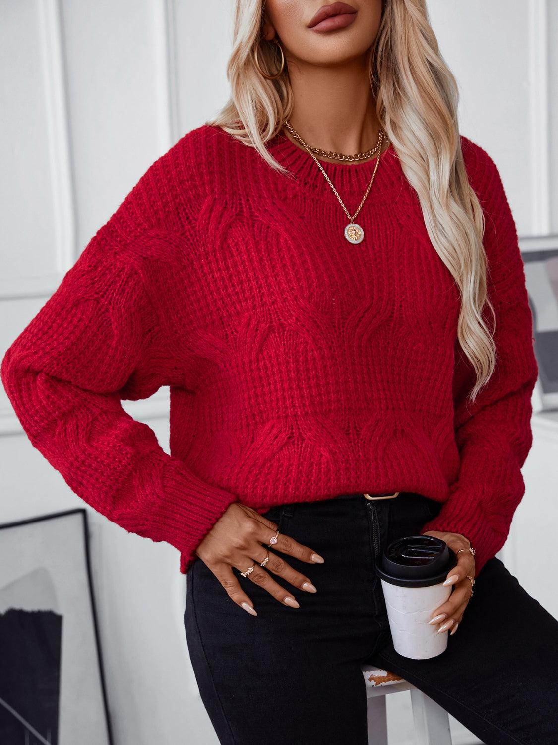 Round Neck Long Sleeve Sweater - Bona Fide Fashion