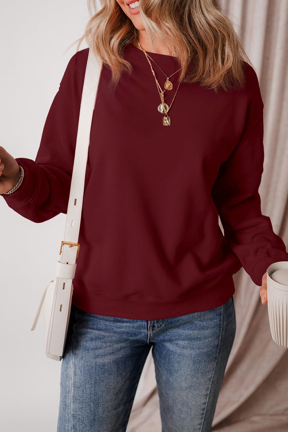 Round Neck Long Sleeve Sweatshirt - Bona Fide Fashion