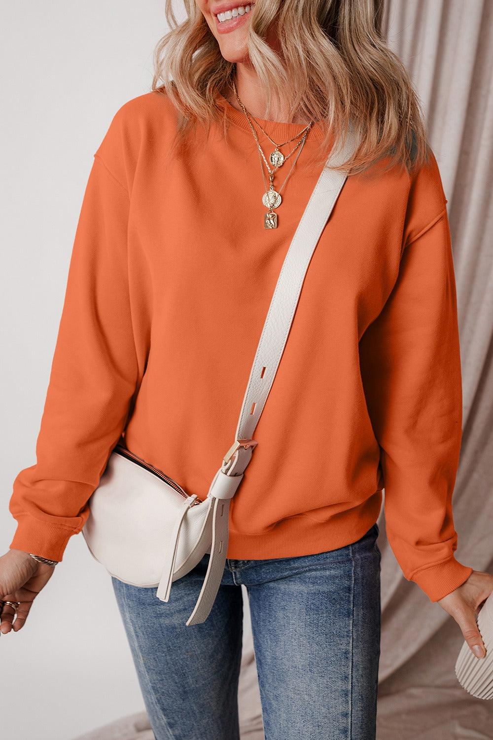 Round Neck Long Sleeve Sweatshirt - Bona Fide Fashion