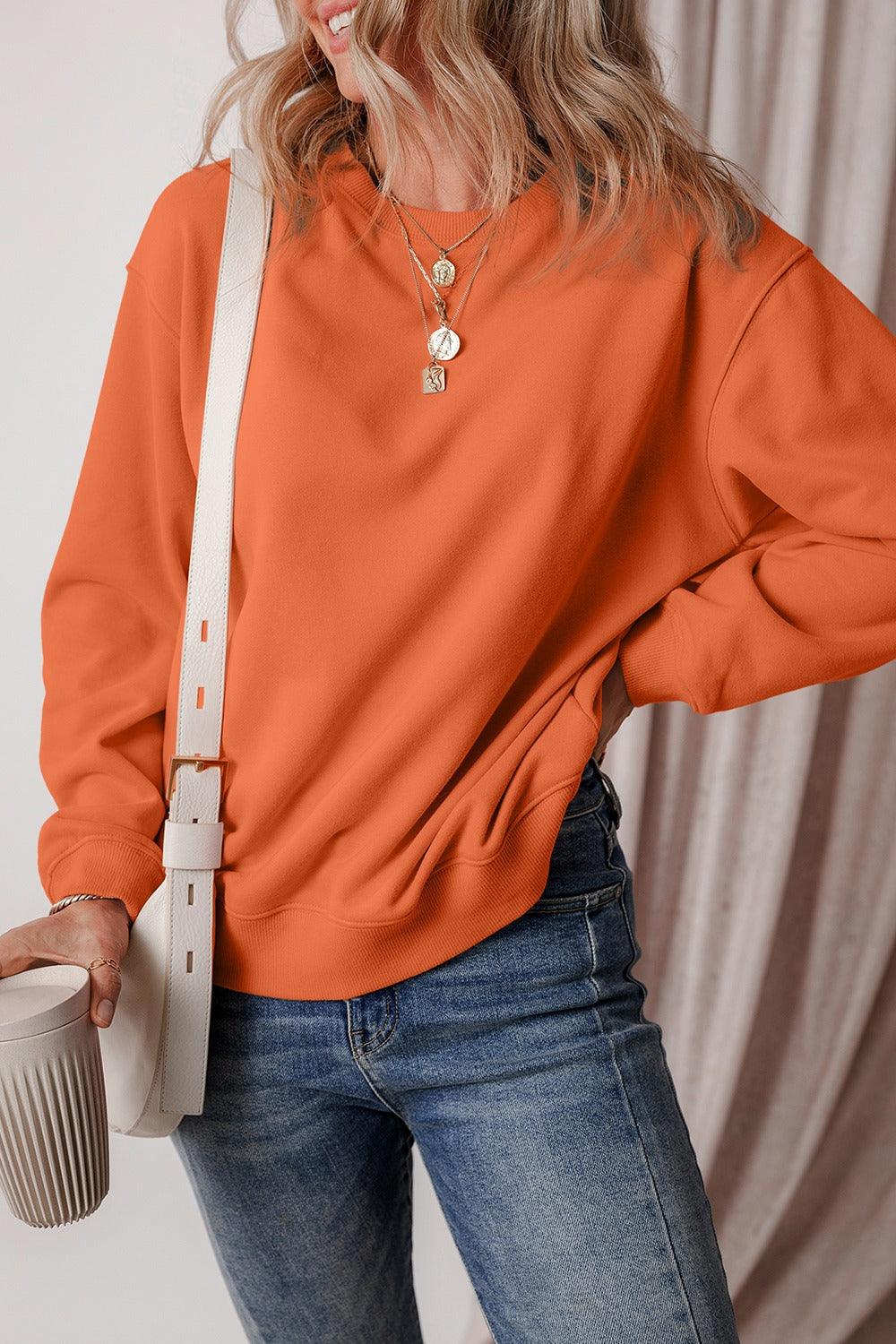 Round Neck Long Sleeve Sweatshirt - Bona Fide Fashion