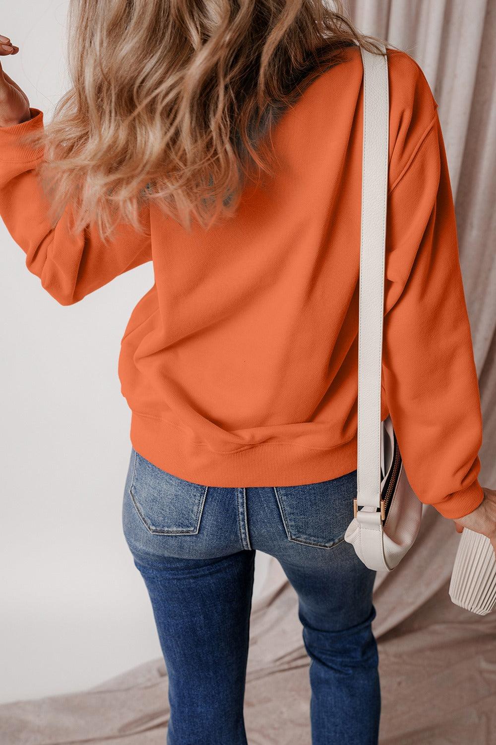 Round Neck Long Sleeve Sweatshirt - Bona Fide Fashion