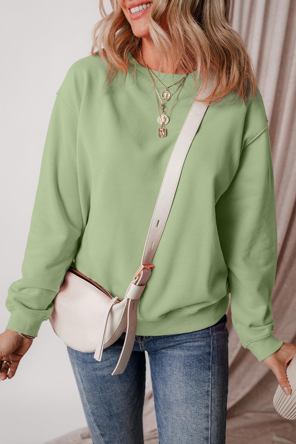 Round Neck Long Sleeve Sweatshirt - Bona Fide Fashion