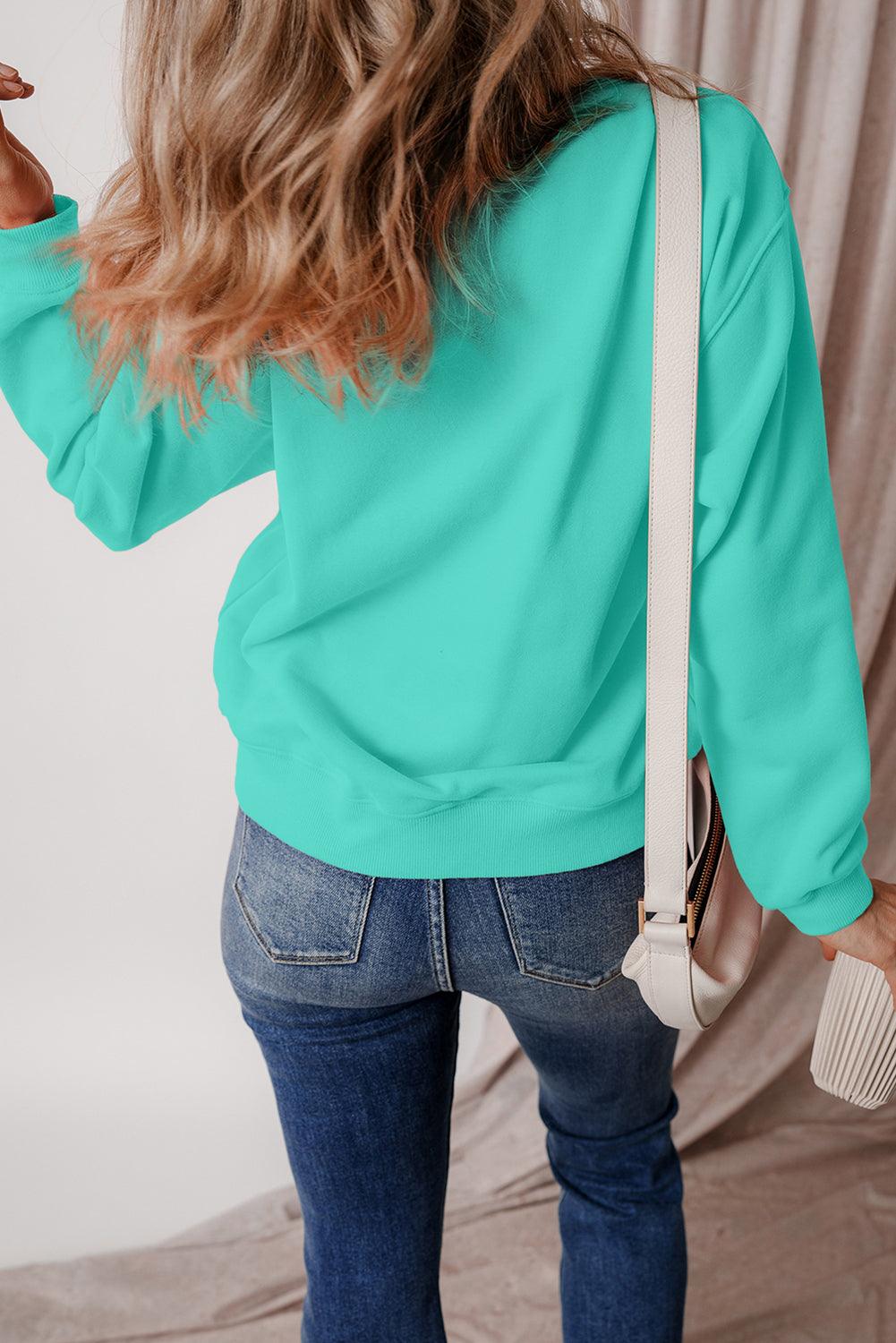 Round Neck Long Sleeve Sweatshirt - Bona Fide Fashion