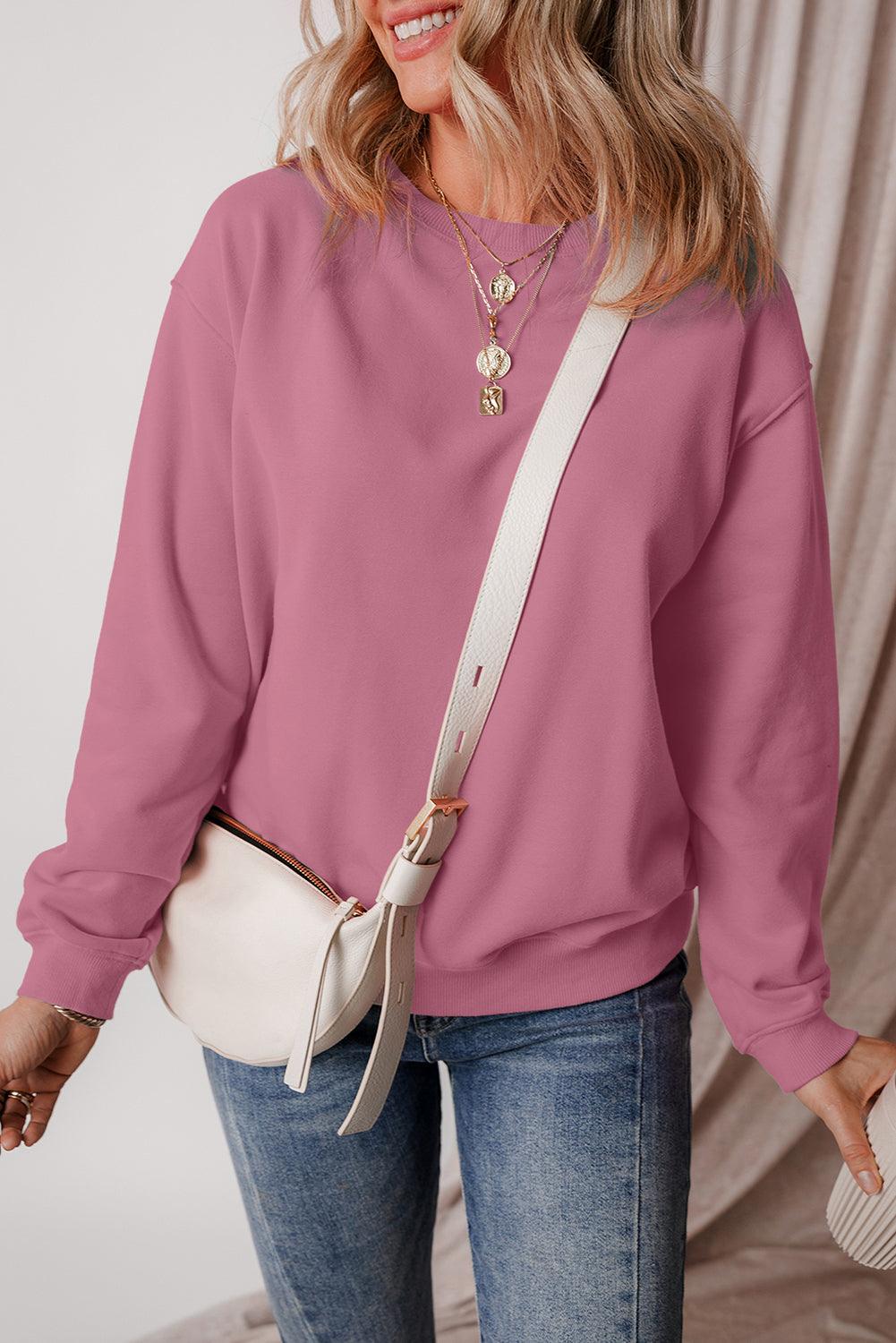 Round Neck Long Sleeve Sweatshirt - Bona Fide Fashion