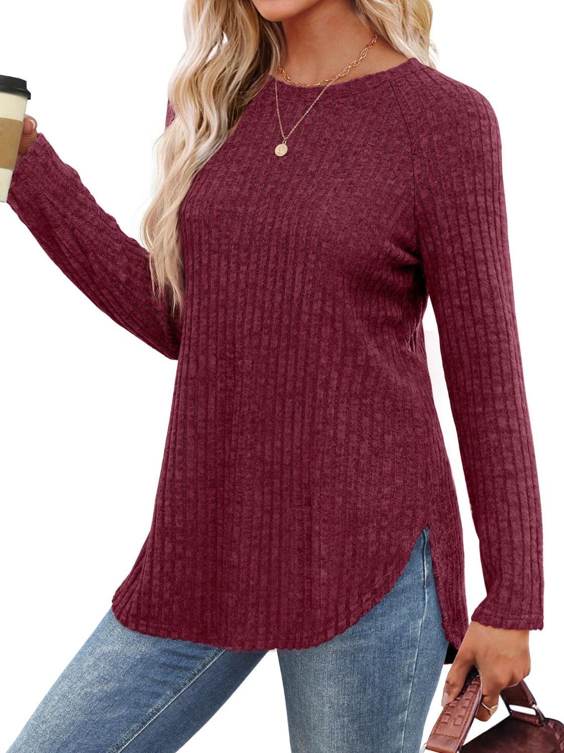 Round Neck Raglan Sleeve T-Shirt - Bona Fide Fashion