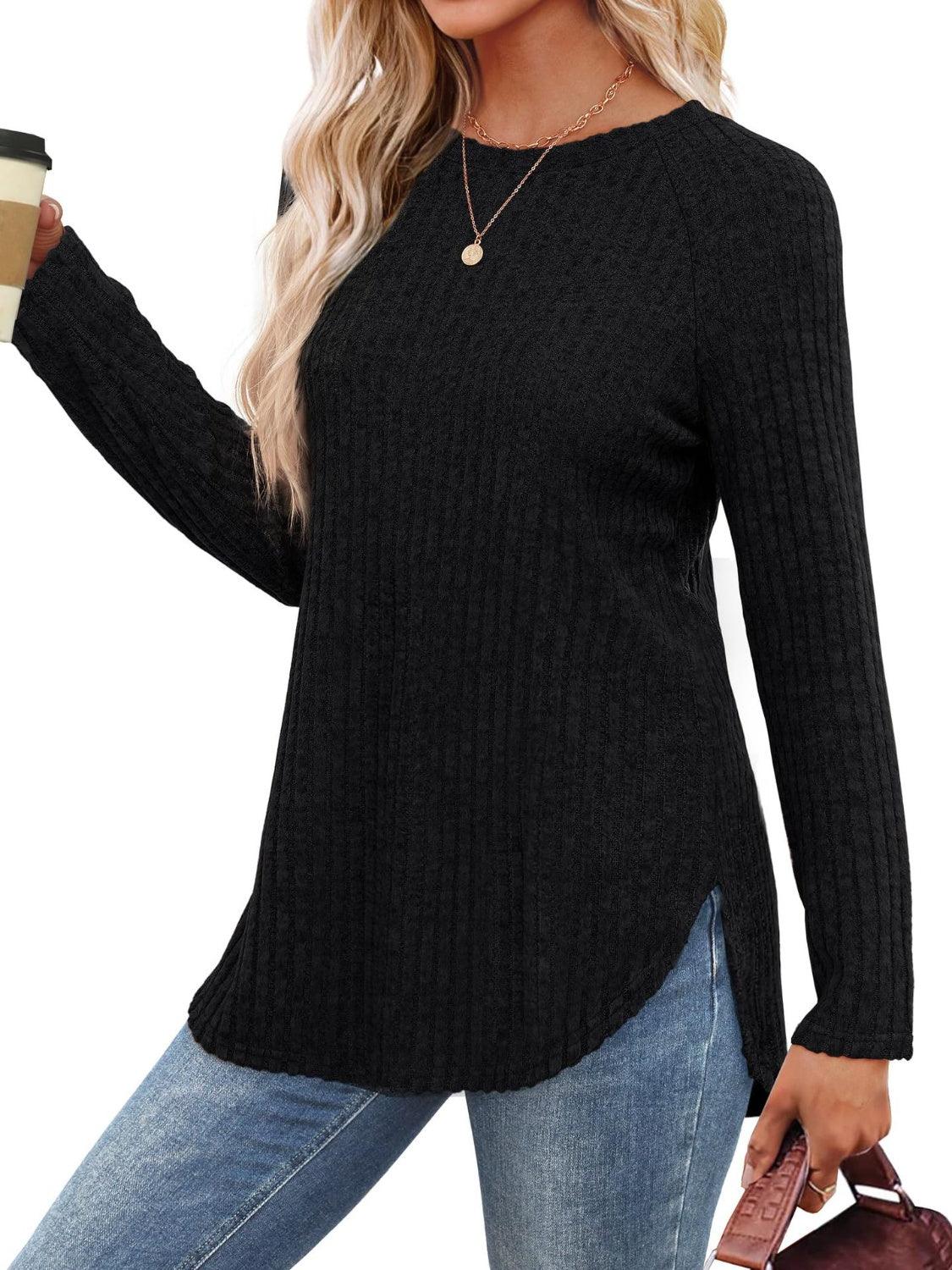 Round Neck Raglan Sleeve T-Shirt - Bona Fide Fashion