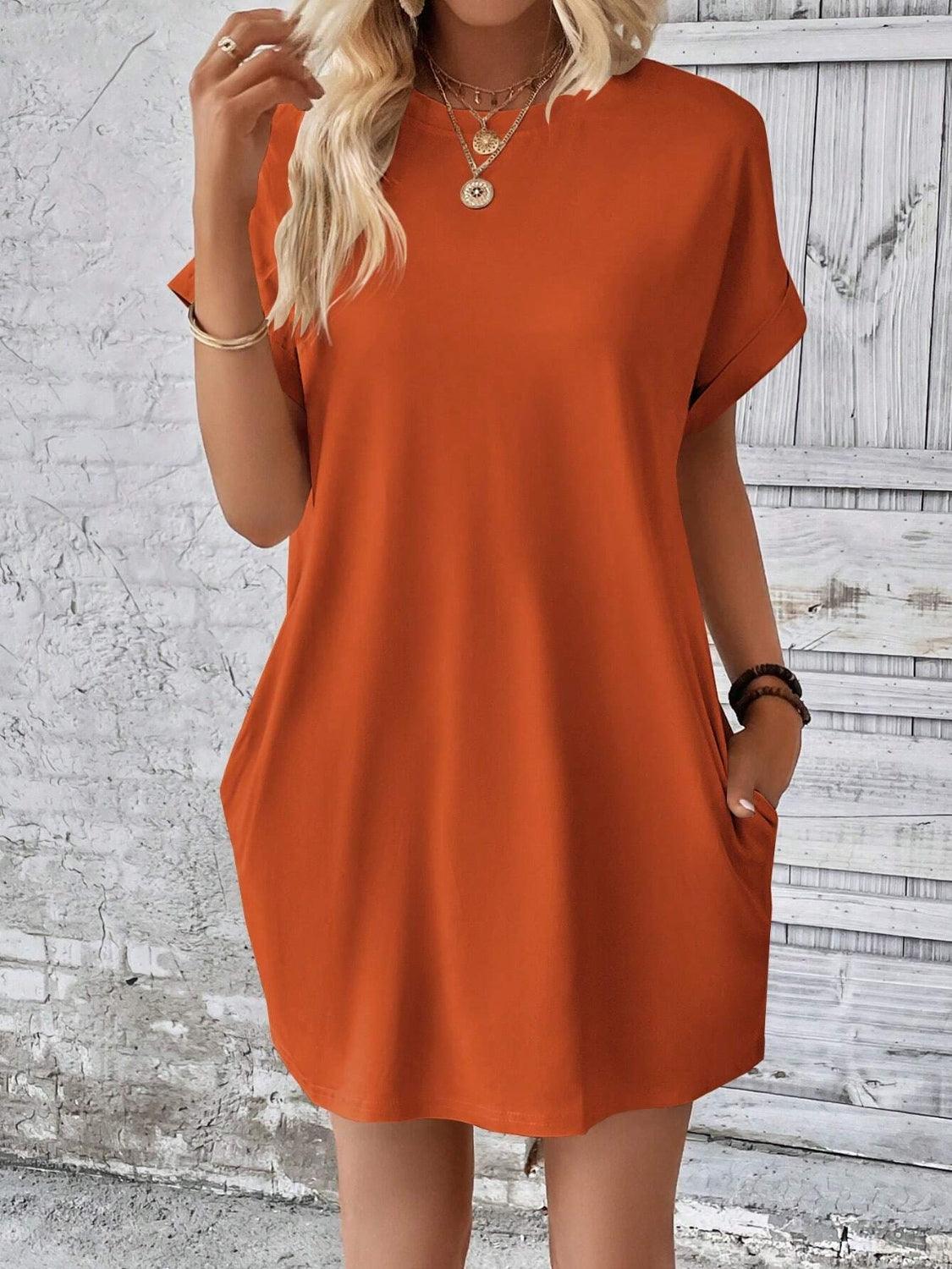 Round Neck Short Sleeve Mini Dress - Bona Fide Fashion