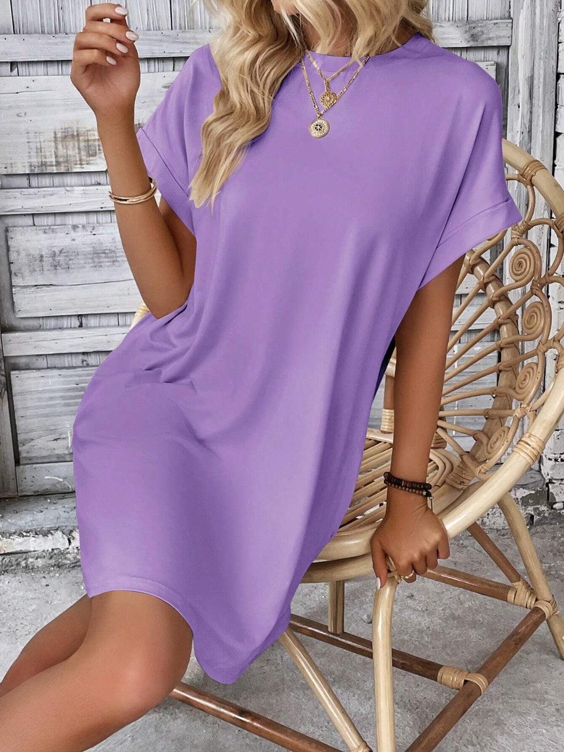 Round Neck Short Sleeve Mini Dress - Bona Fide Fashion