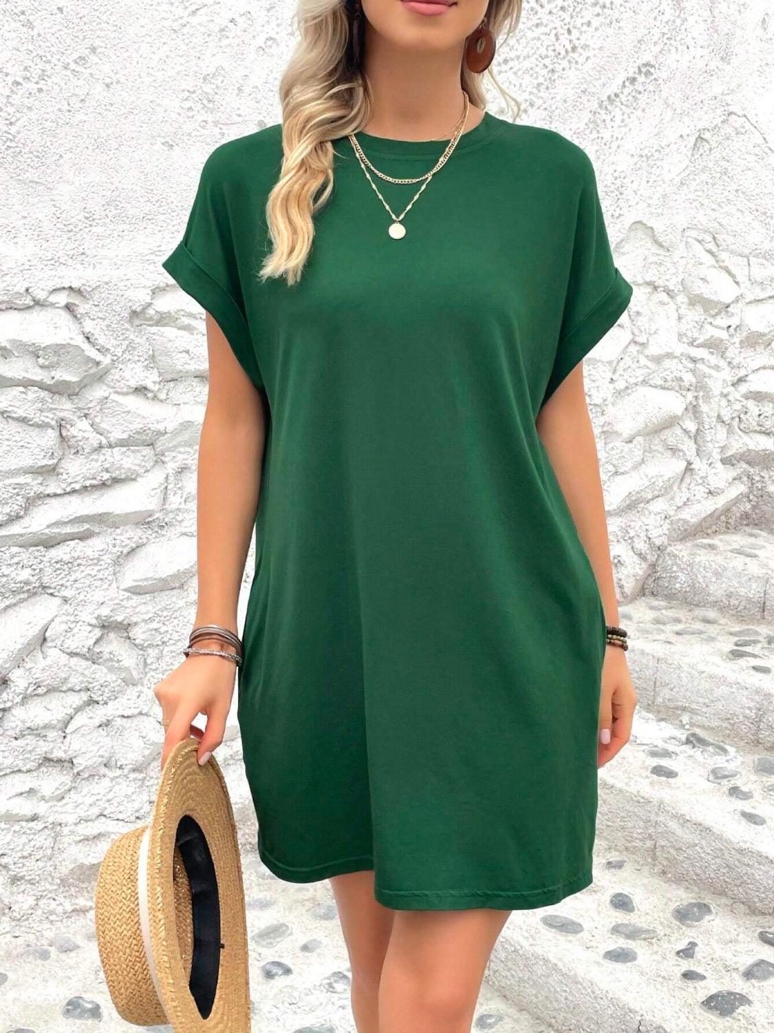 Round Neck Short Sleeve Mini Dress - Bona Fide Fashion