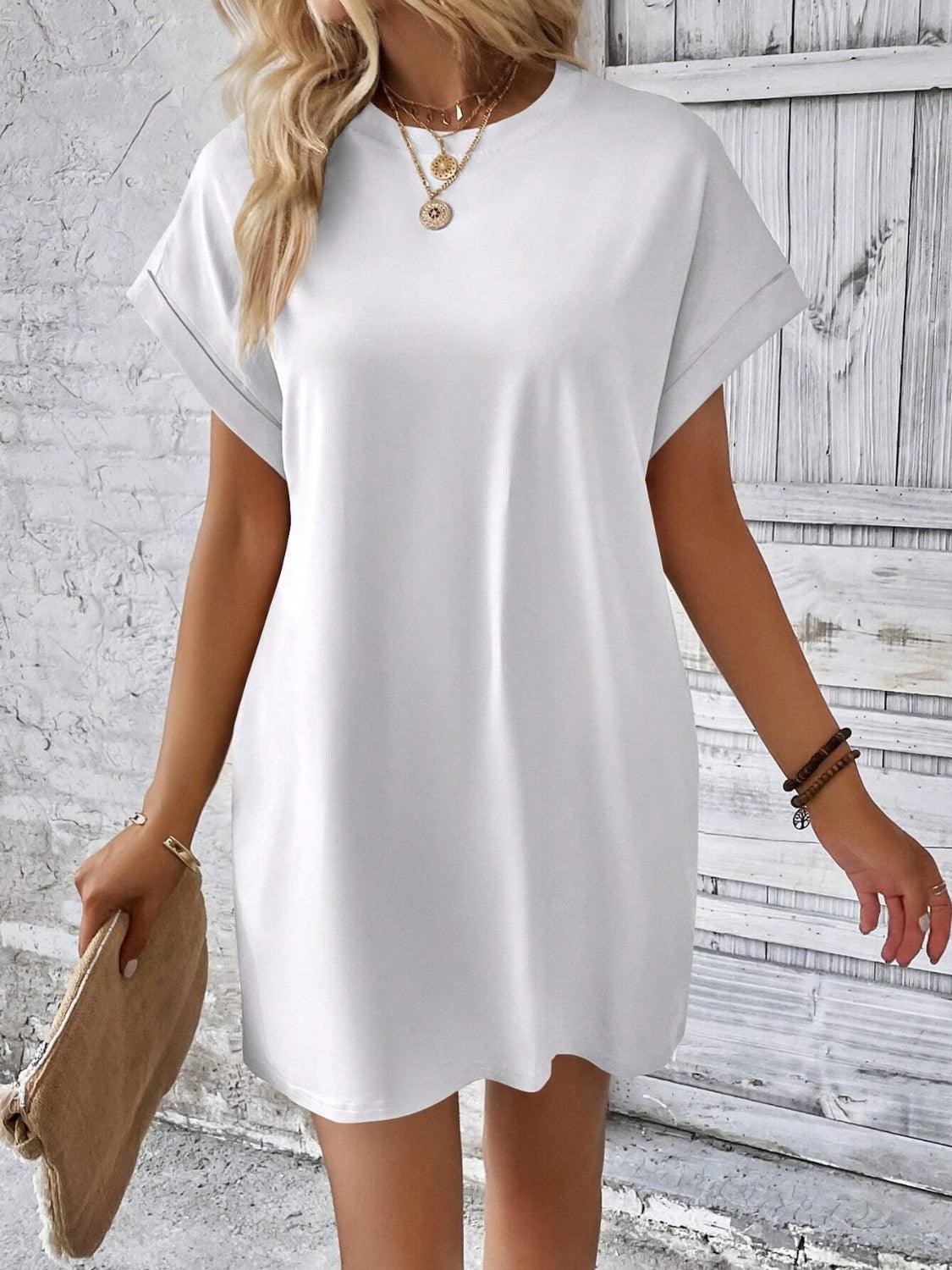 Round Neck Short Sleeve Mini Dress - Bona Fide Fashion