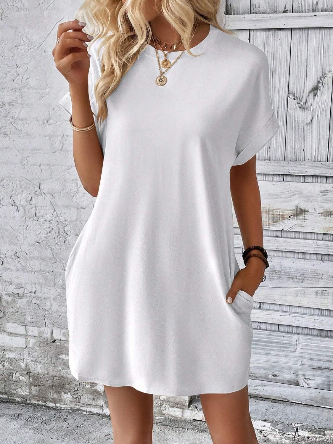 Round Neck Short Sleeve Mini Dress - Bona Fide Fashion