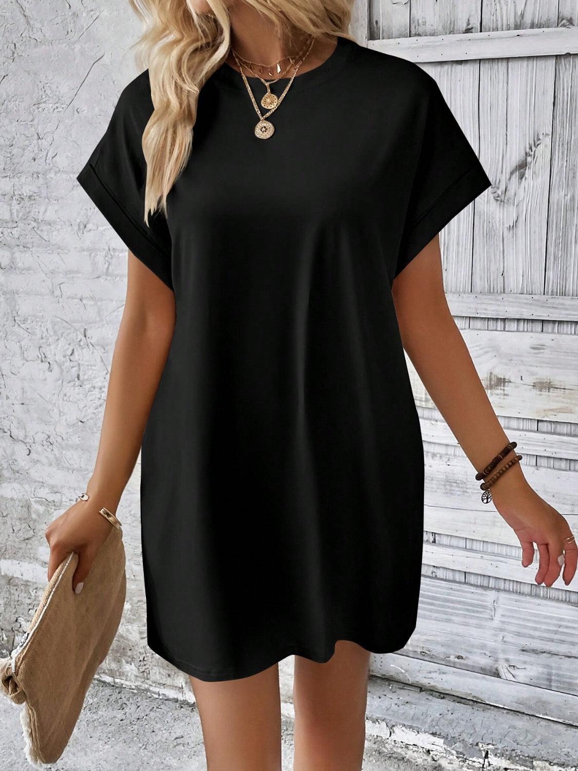 Round Neck Short Sleeve Mini Dress - Bona Fide Fashion