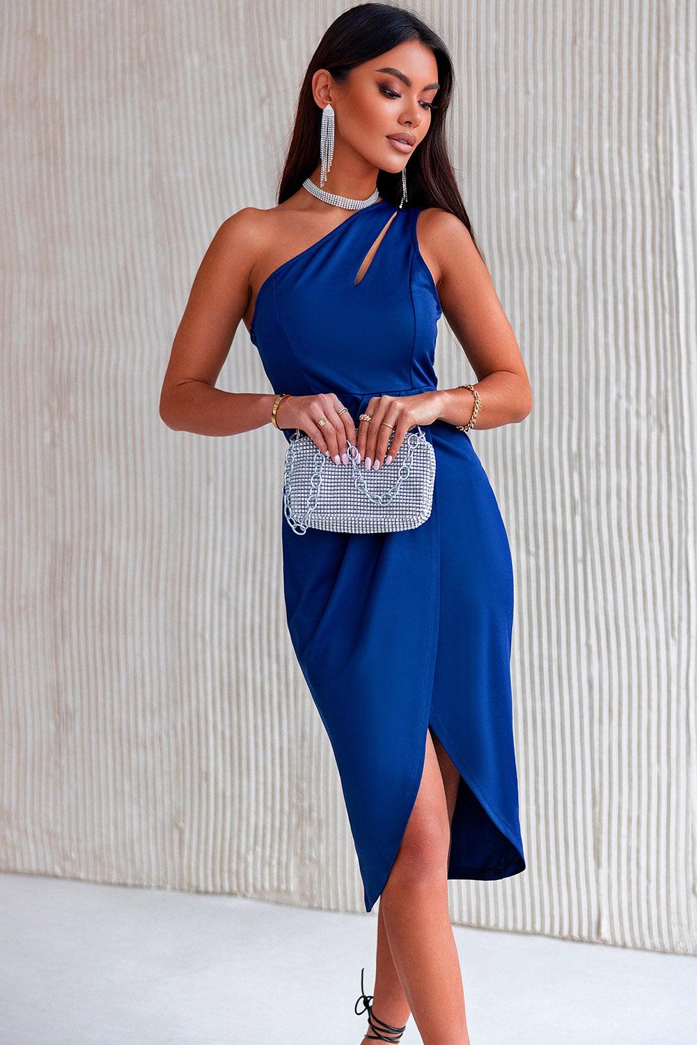 Ruched Cutout Single Shoulder Dress - Bona Fide Fashion
