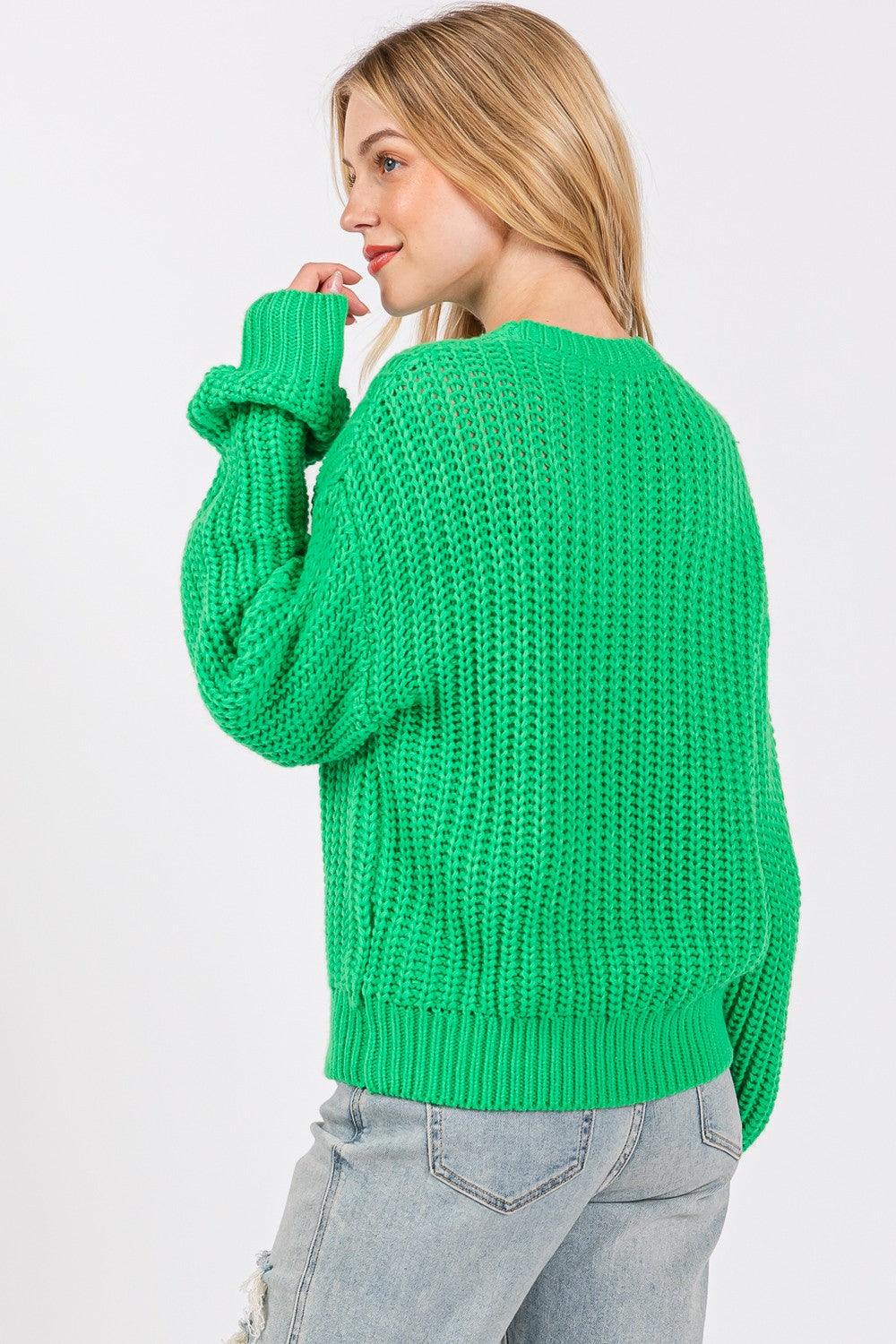 SAGE + FIG Round Neck Drop Shoulder Sweater - Bona Fide Fashion