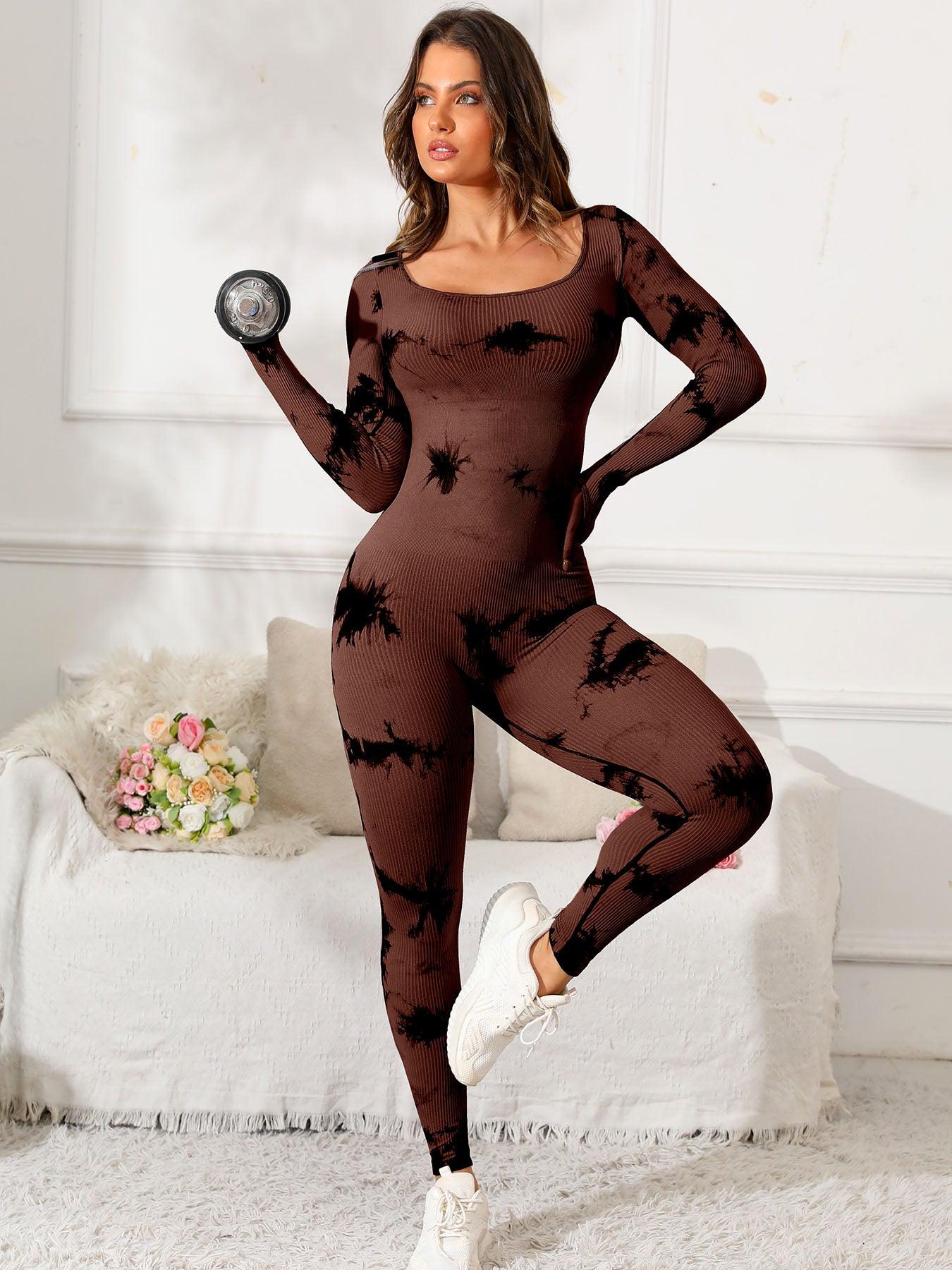 Scoop Neck Long Sleeve Active Jumpsuit - Bona Fide Fashion