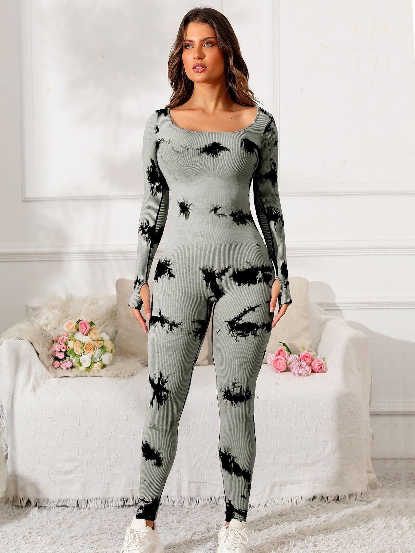 Scoop Neck Long Sleeve Active Jumpsuit - Bona Fide Fashion