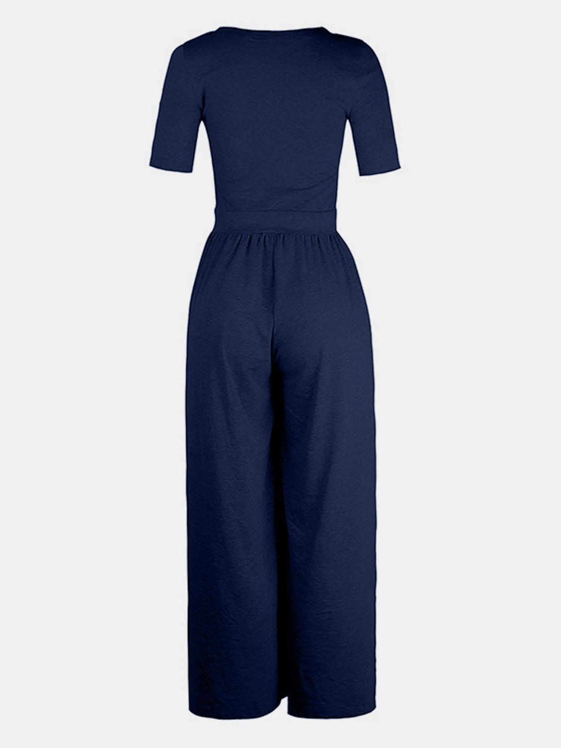 Scoop Neck Short Sleeve Jumpsuit - Bona Fide Fashion