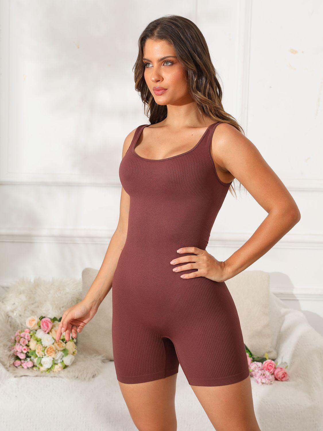 Scoop Neck Wide Strap Active Romper - Bona Fide Fashion