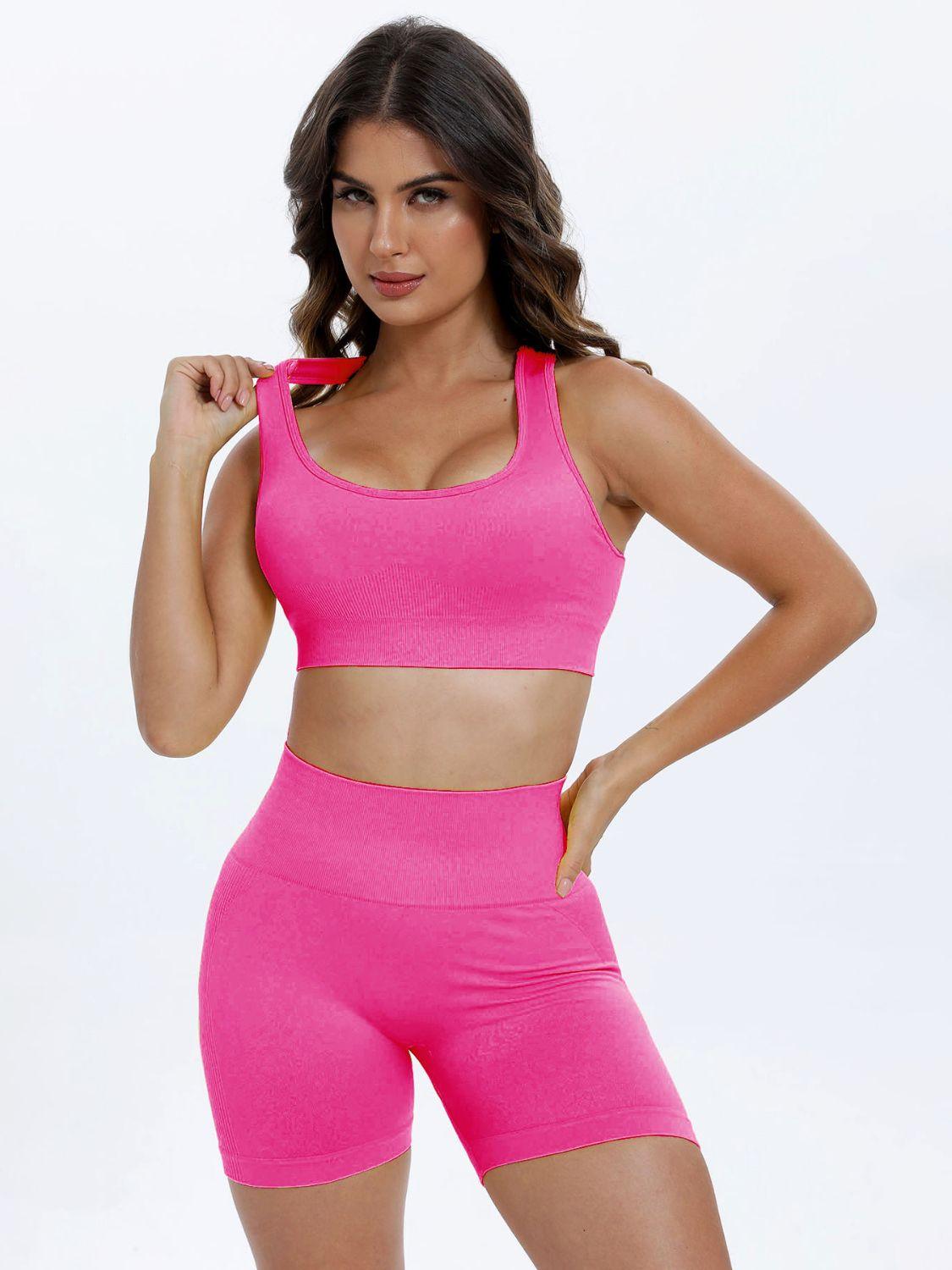 Scoop Neck Wide Strap Top and Shorts Active Set - Bona Fide Fashion