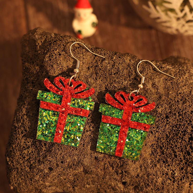 Sequin Gift Box PU Leather Earrings - Bona Fide Fashion